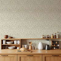 Papel de parede minimalista com linhas de pinceladas em verde-sálvia