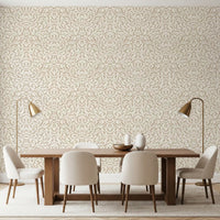 Carta da parati beige con curve disegnate a mano