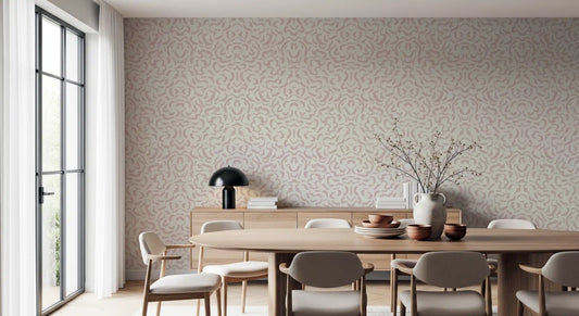 Papier peint à arabesques rythmiques abstraites vieux rose