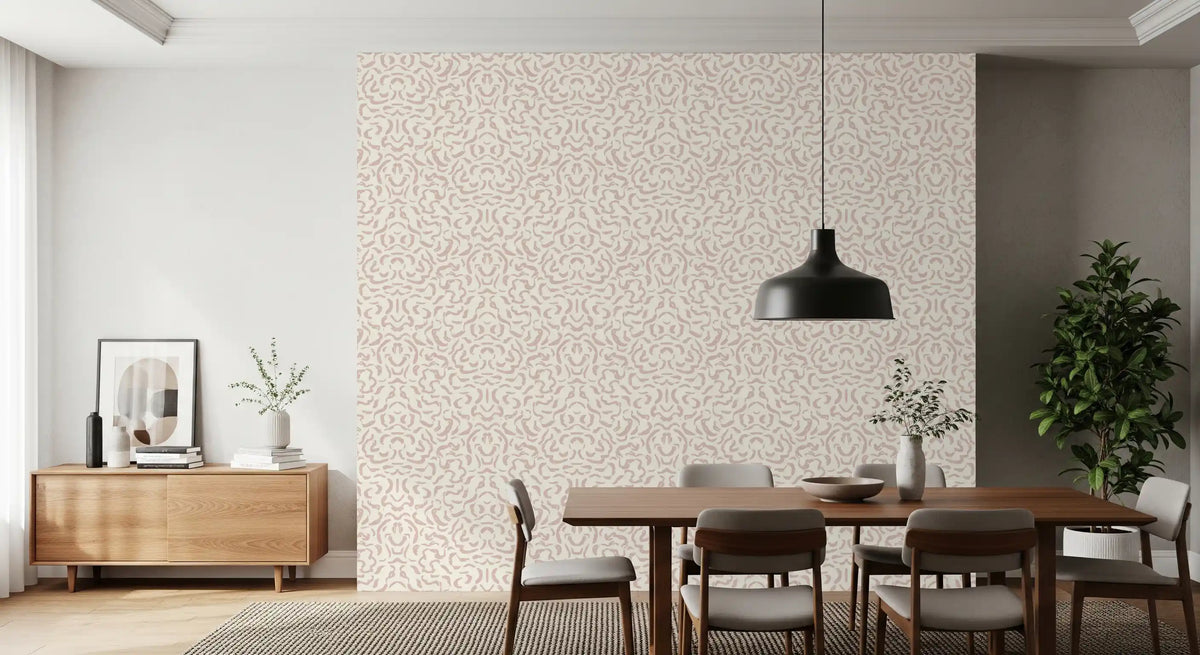 Tapet med abstrakt, blushfarvet rytmisk ornament