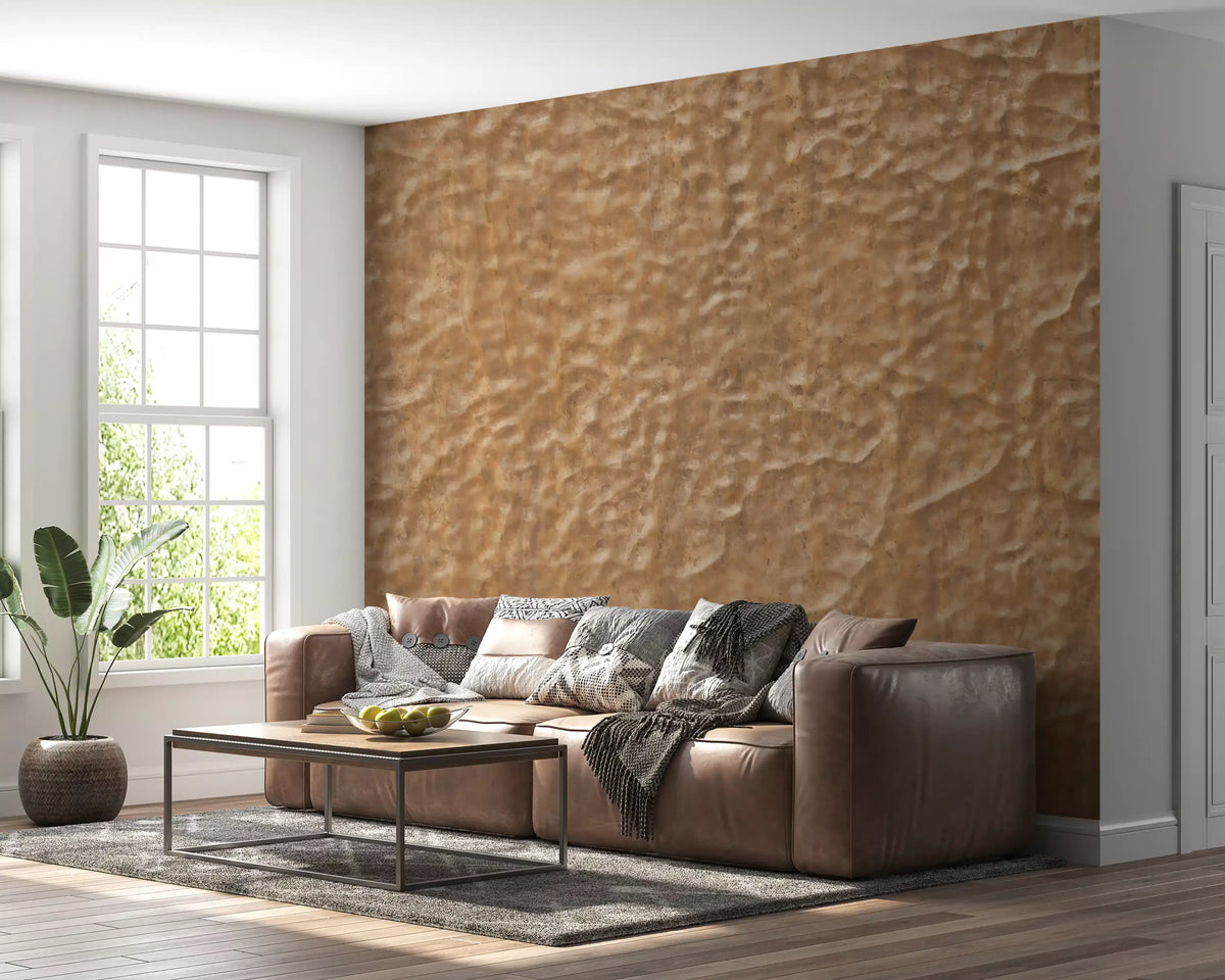 Papier peint panoramique en pierre texturée beige chaud