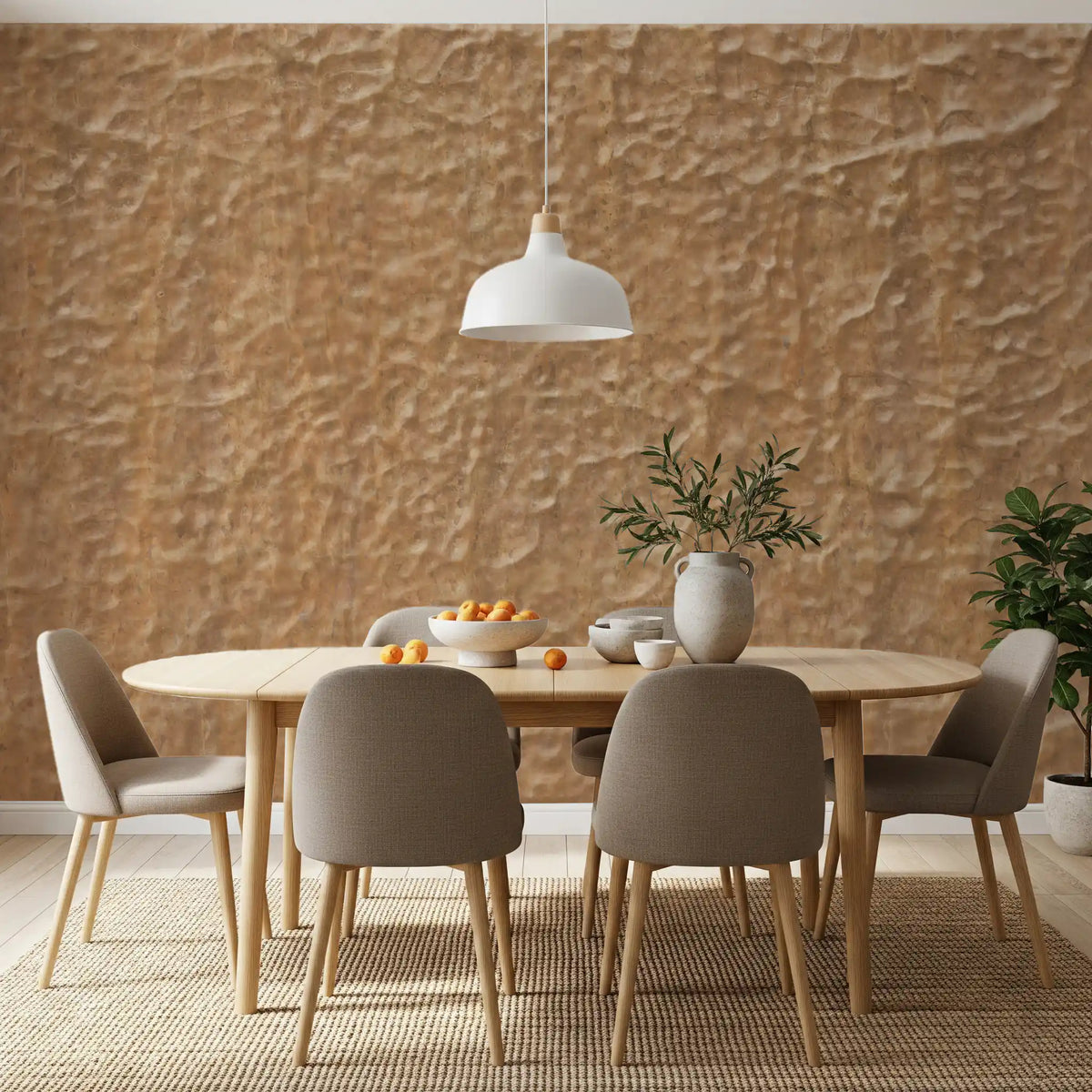 Papier peint panoramique en pierre texturée beige chaud