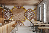 Goldenes Erbe – ornamentale Marmor-Wandtapete als Wandbild