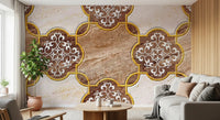 Goldenes Erbe – ornamentale Marmor-Wandtapete als Wandbild
