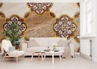 Goldenes Erbe – ornamentale Marmor-Wandtapete als Wandbild