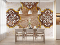 Goldenes Erbe – ornamentale Marmor-Wandtapete als Wandbild