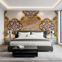 Goldenes Erbe – ornamentale Marmor-Wandtapete als Wandbild