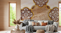 Goldenes Erbe – ornamentale Marmor-Wandtapete als Wandbild
