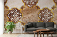 Goldenes Erbe – ornamentale Marmor-Wandtapete als Wandbild