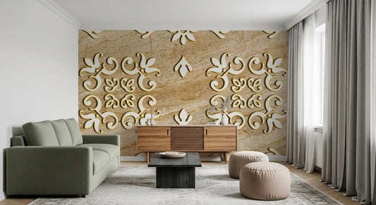 Golden Vines & Leaves Wall Mural Wall Mural