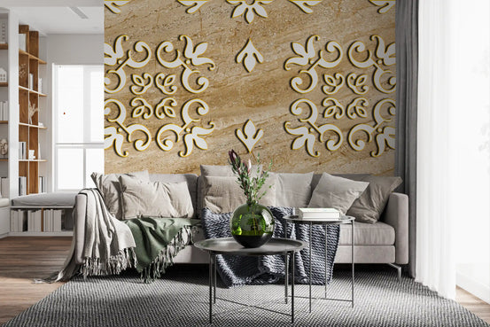 Golden Vines & Leaves Wall Mural Wall Mural