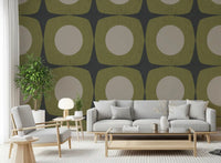 Charcoal Grey Atomic Starburst Wallpaper Mid Century Modern Wallpaper⁠