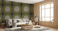 Charcoal Grey Atomic Starburst Wallpaper Mid Century Modern Wallpaper⁠