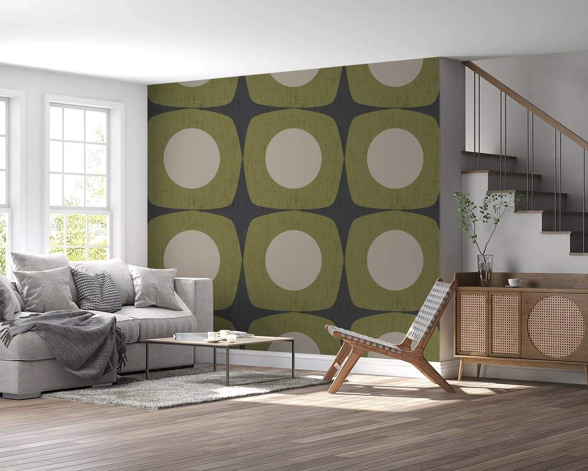 Charcoal Grey Atomic Starburst Wallpaper Mid Century Modern Wallpaper⁠