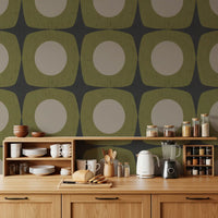 Charcoal Grey Atomic Starburst Wallpaper Mid Century Modern Wallpaper⁠