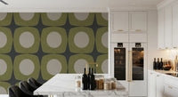 Charcoal Grey Atomic Starburst Wallpaper Mid Century Modern Wallpaper⁠