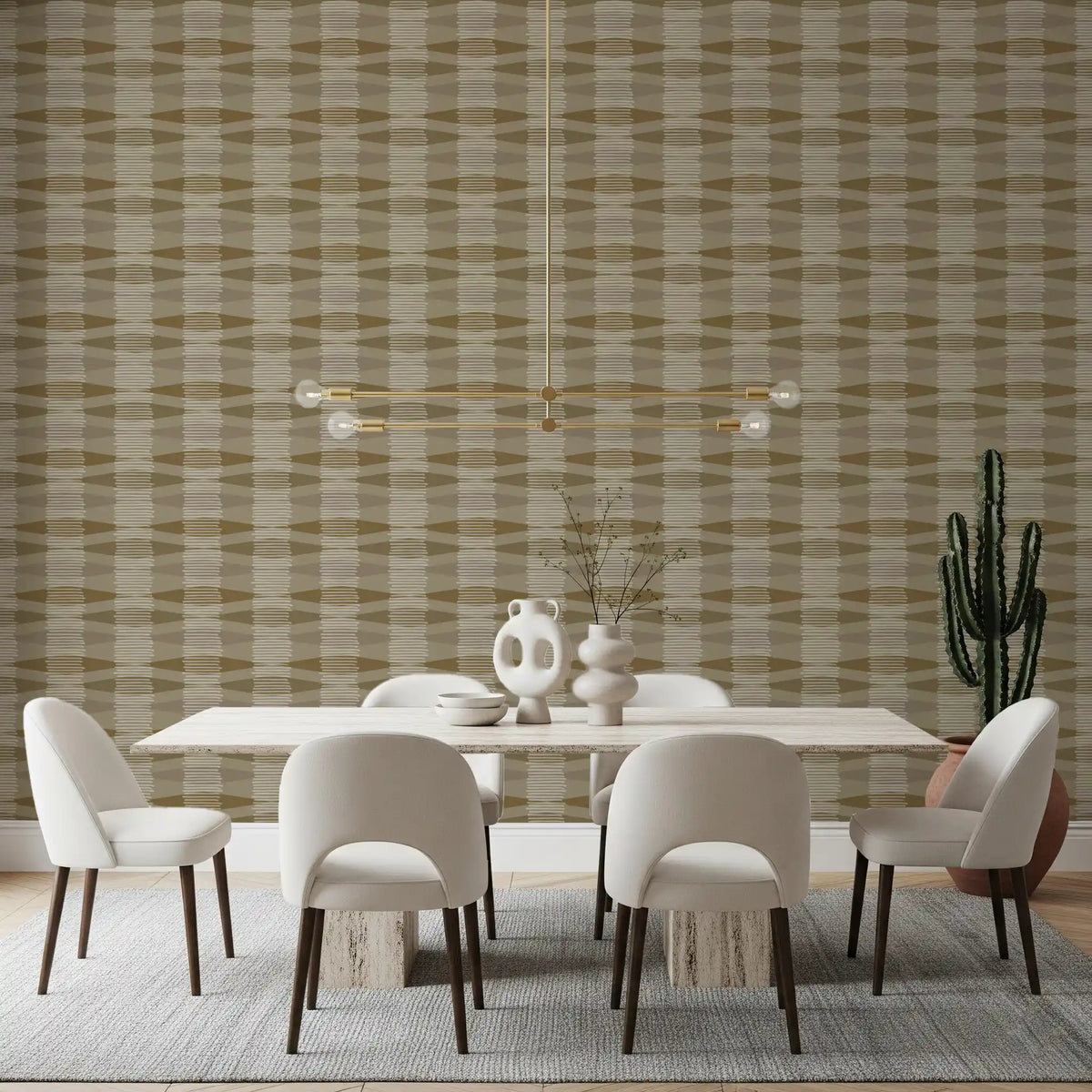 Tapete mit geometrischem Rhythmus in Erdtönen