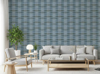 Tapete mit geometrischen Streifen in Küstenblau