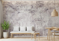Misty Forest Landscape Dusty Lavender Wall Mural Wall Mural