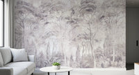 Misty Forest Landscape Dusty Lavender Wall Mural Wall Mural