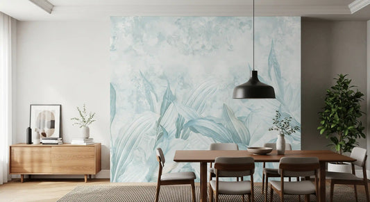 Soft Light Blue Botanical Wall Mural Wall Mural