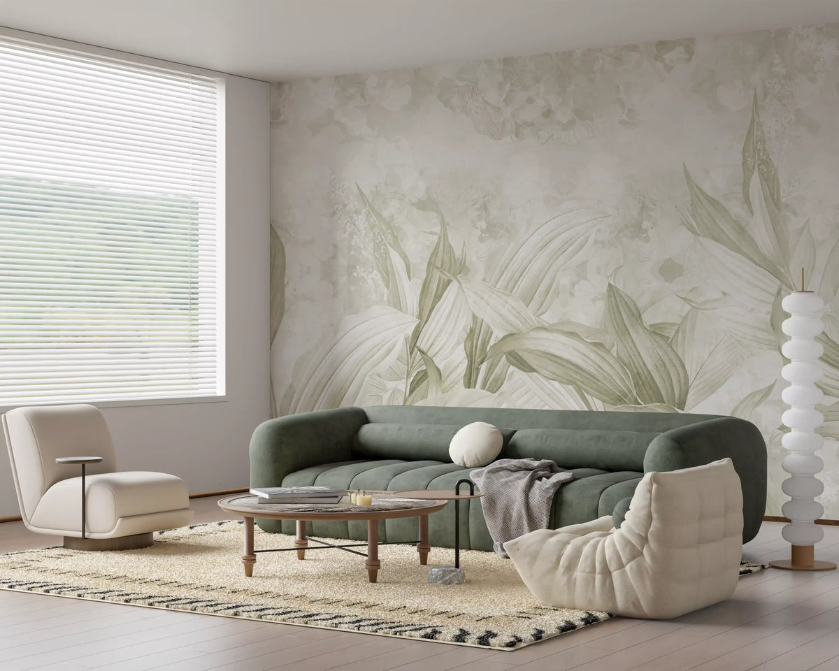 Botanisches Wandbild in sanftem Naturcreme