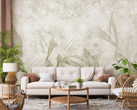 Botanisches Wandbild in sanftem Naturcreme