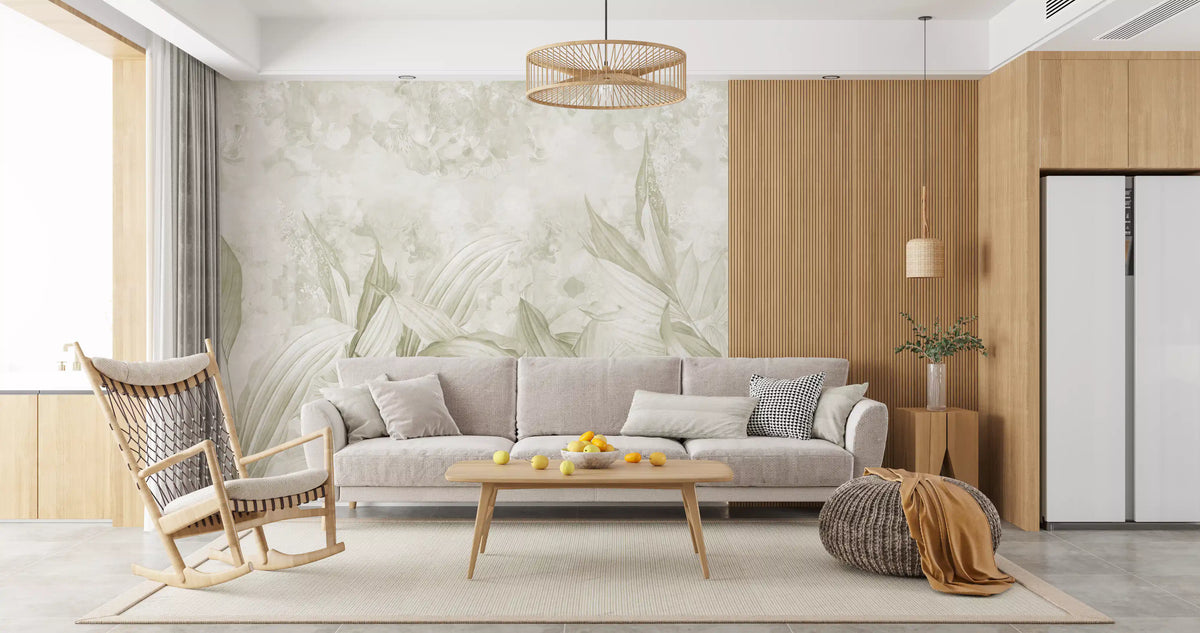 Botanisches Wandbild in sanftem Naturcreme