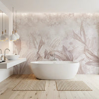 Wandbild mit botanischen Blättern in Zartrosa Wandbild