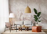 Wandbild mit botanischen Blättern in Zartrosa Wandbild
