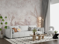 Wandbild mit botanischen Blättern in Zartrosa Wandbild