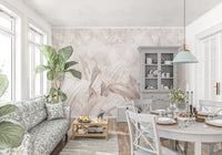 Wandbild mit botanischen Blättern in Zartrosa Wandbild
