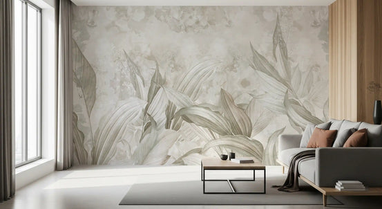 Wandbild mit botanischen Blättern in Salbeigrün Wandbild