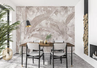 Wandbild mit tropischen botanischen Blättern in gedecktem Mauve