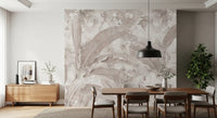 Wandbild mit tropischen botanischen Blättern in gedecktem Mauve