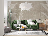 Misty Beige Botanical Leaves Wall Mural Wall Mural