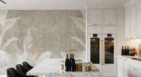 Misty Beige Botanical Leaves Wall Mural Wall Mural