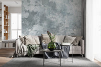 Papier peint panoramique Feuille de ginkgo vintage bleu acier Papier peint panoramique
