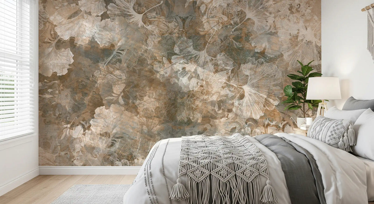 Wandbild „Vintage-Ginkgoblatt in warmem Bernsteinton“