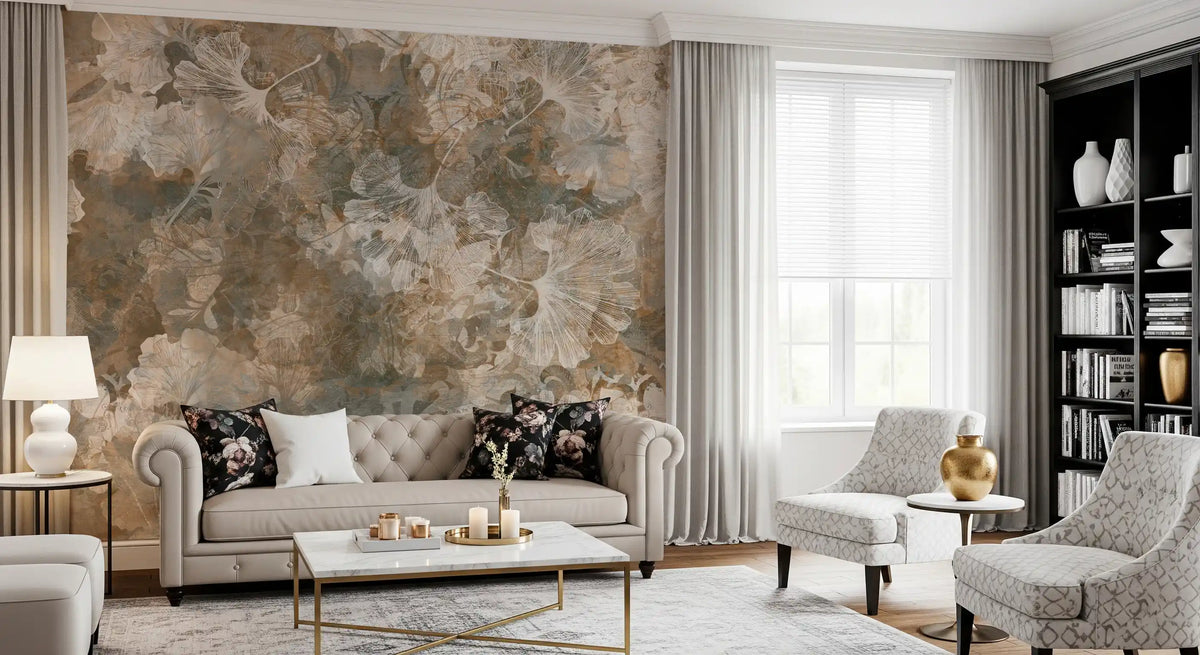 Wandbild „Vintage-Ginkgoblatt in warmem Bernsteinton“