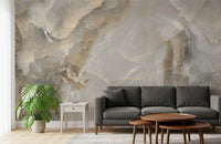 Papier peint panoramique à la texture de pierre abstraite dans des tons neutres