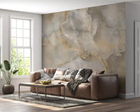 Serene Cream and Taupe Marble Vein Wall Mural