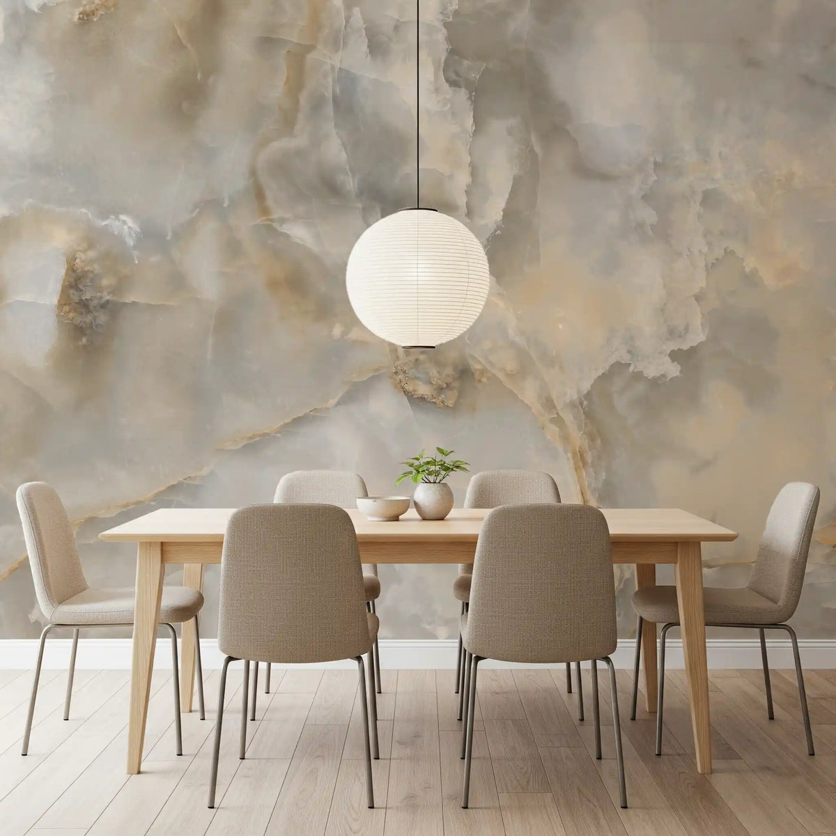 Serene Cream and Taupe Marble Vein Wall Mural
