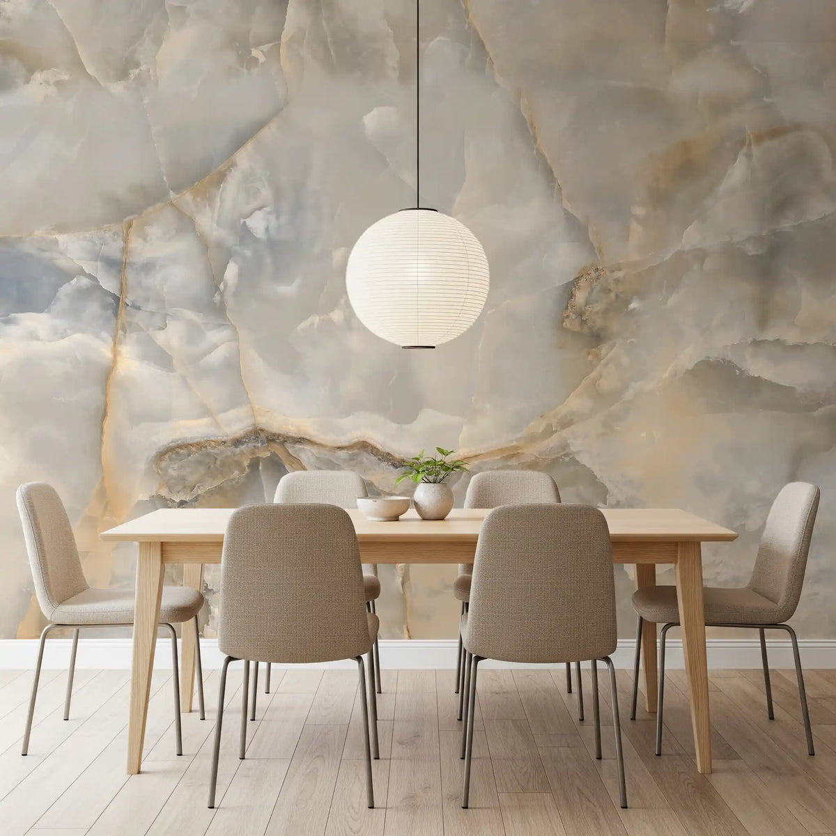 Murale da parete con venature di marmo color crema, dall’effetto rilassante