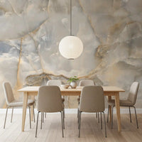 Murale da parete con venature di marmo color crema, dall’effetto rilassante
