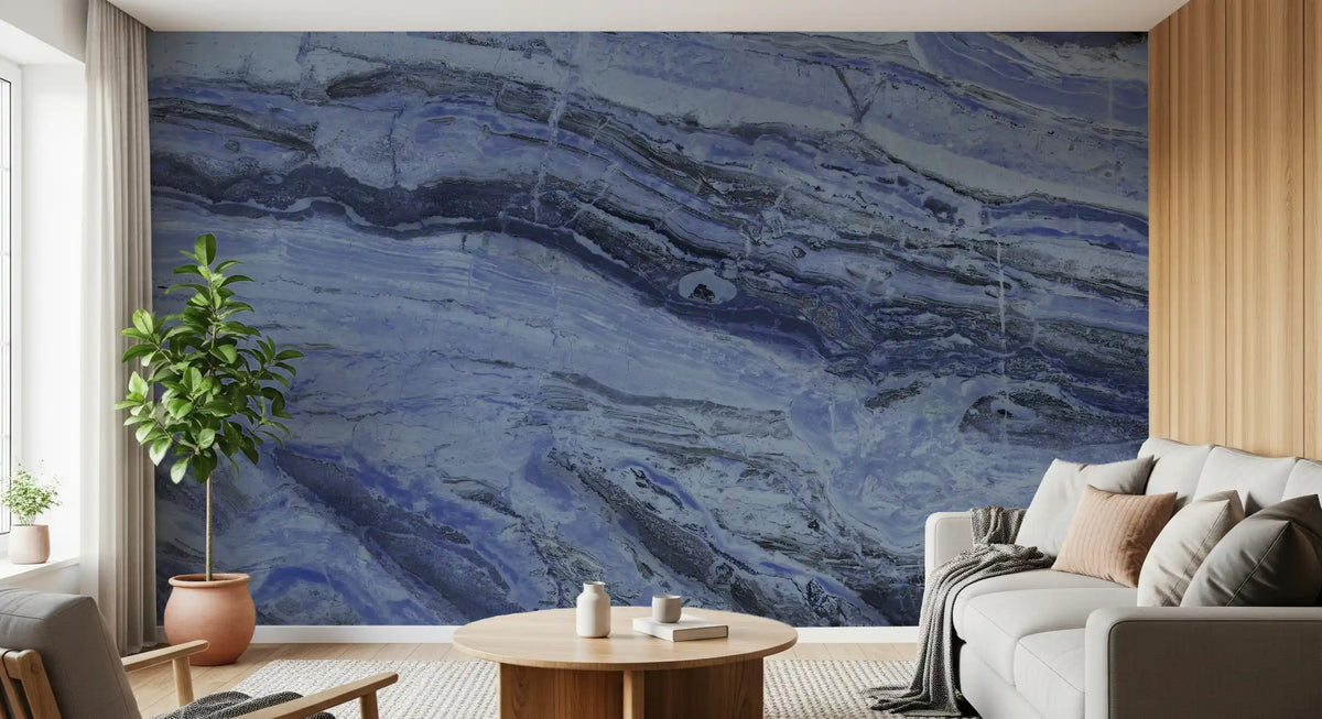 Fototapeta z żyłkami marmuru w kolorze północnego kobaltu