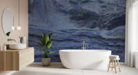 Papier peint panoramique à volutes de marbre bleu azur profond