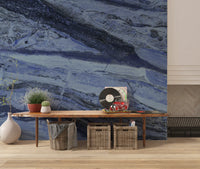 Wandbild mit Marmoradern in tiefem Kobaltblau