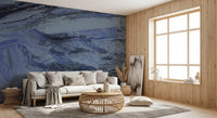 Papier peint panoramique effet ardoise veinée indigo