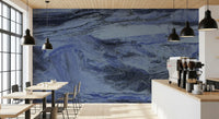 Papier peint panoramique effet ardoise veinée indigo